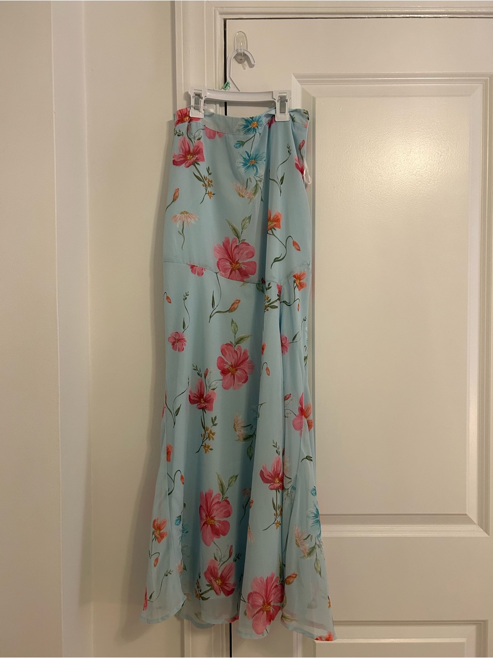 Light Blue Floral Maxi Skirt